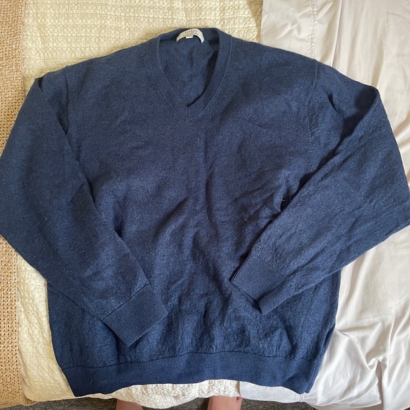 Turnbury Men's Blue v neck Sweater extra fine merino wool size XXL - Picture 1 of 10